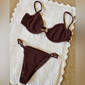 Subtitled Brown Textured 2 Piece Bikini with Underwire
